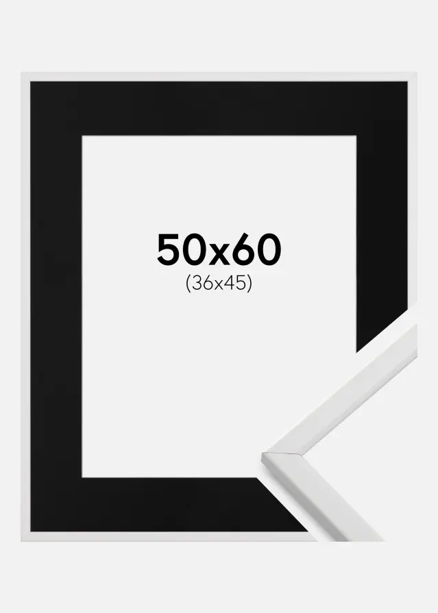 Ram Galant Vit 50x60 cm - Passepartout Svart 37x46 cm