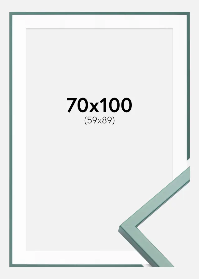 Ram E-Line Grön 70x100 cm - Passepartout Vit 60x90 cm