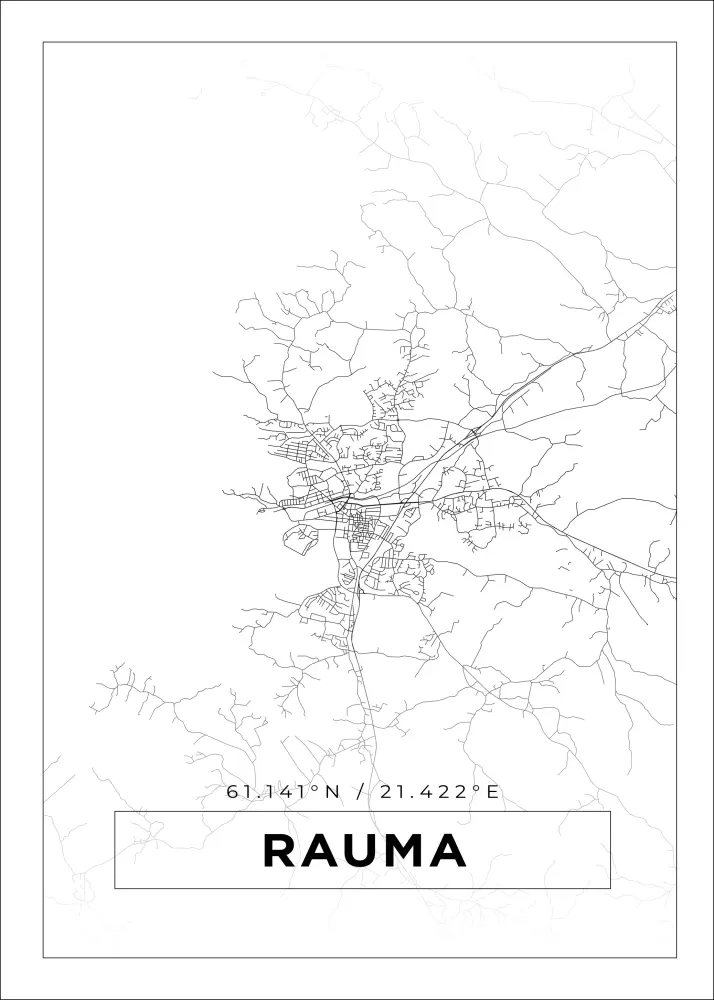 Karta - Rauma - Vit Poster