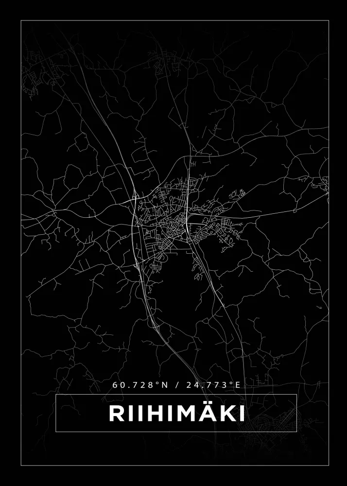 Karta - Riihimäki - Svart Poster