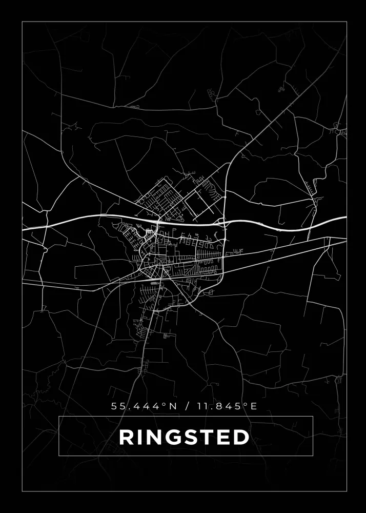 Karta - Ringsted - Svart Poster