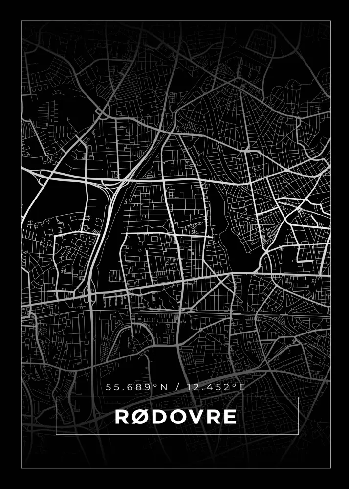 Karta - Rødovre - Svart Poster
