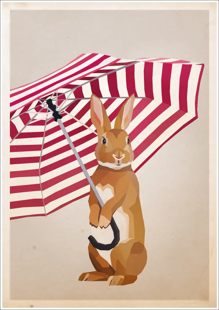 Rabbit with Umbrella Poster