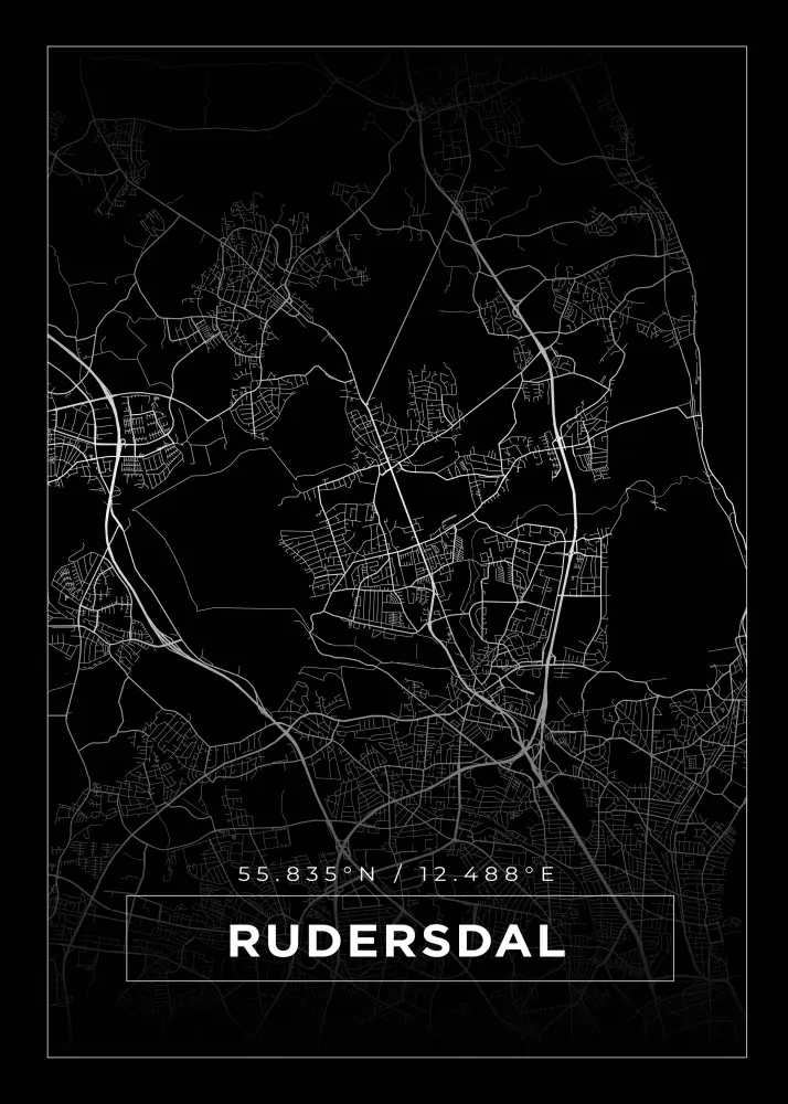 Karta - Rudersdal - Svart Poster