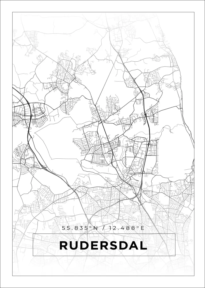 Karta - Rudersdal - Vit Poster