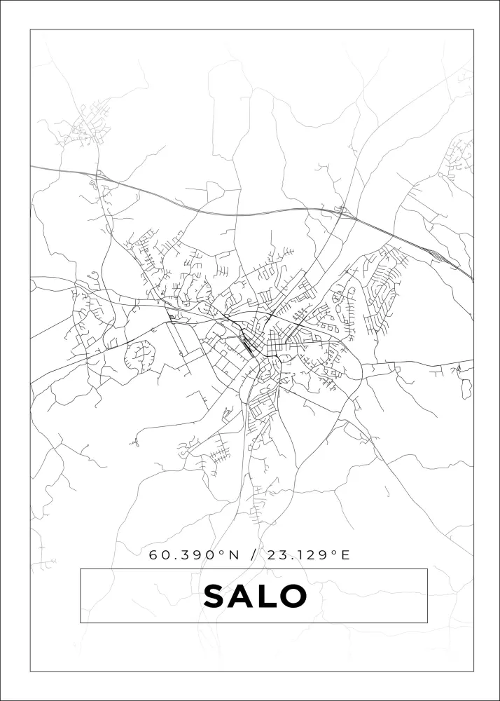 Karta - Salo - Vit Poster