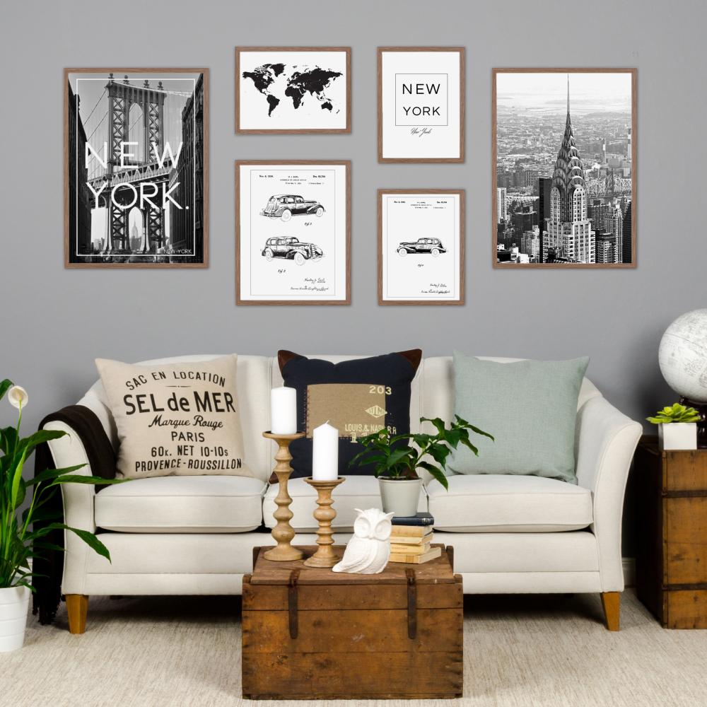 Världskarta - Svart Poster