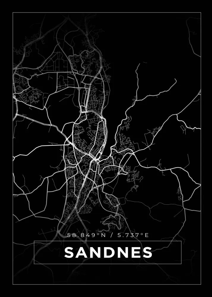 Karta - Sandnes - Svart Poster