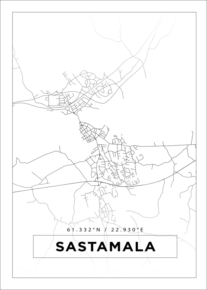 Karta - Sastamala - Vit Poster