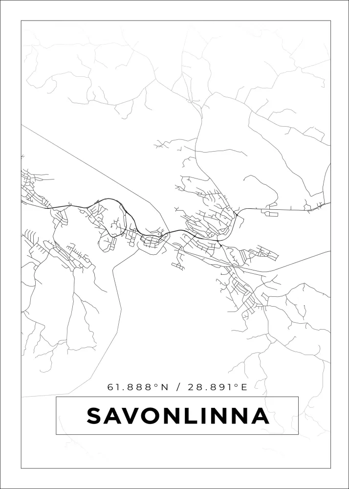 Karta - Savonlinna - Vit Poster