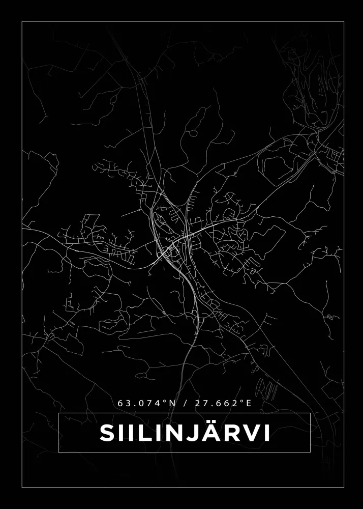 Karta - Siilinjärvi - Svart Poster
