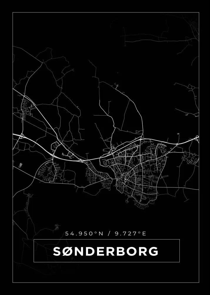Karta - Sønderborg - Svart Poster