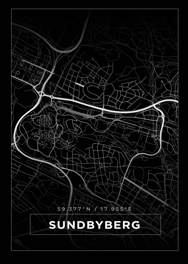 Karta - Sundbyberg - Svart Poster