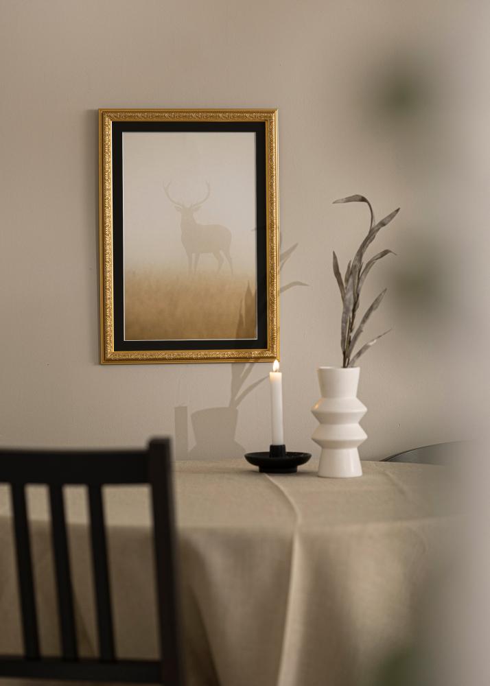 Ram Nostalgia Guld 35x45 cm - Passepartout Svart 11x14 inches