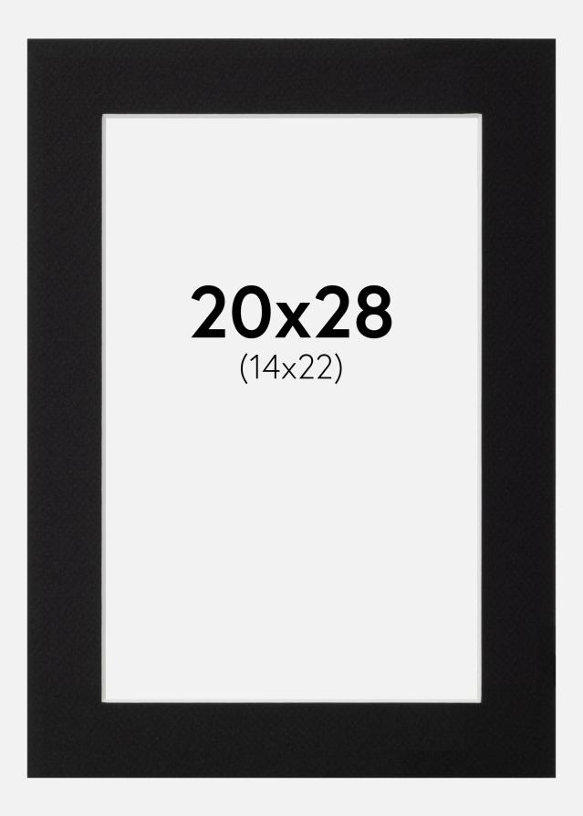 Passepartout Svart Standard (Vit kärna) 20x28 cm (14x22)