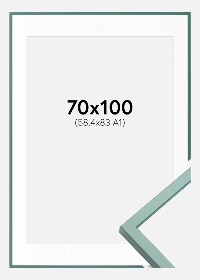 Ram E-Line Grön 70x100 cm - Passepartout Vit 59,4x84 cm (A1)