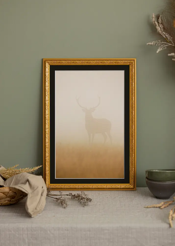 Ram Nostalgia Guld 30x60 cm - Passepartout Svart 22,7x50 cm