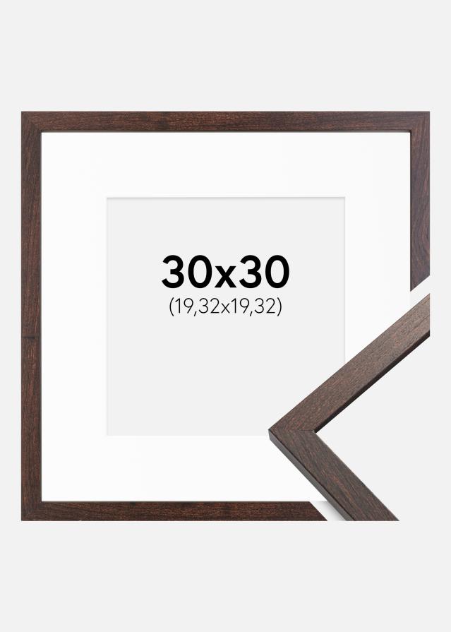 Ram Trendy Valnöt 30x30 cm - Passepartout Vit 8x8 inches