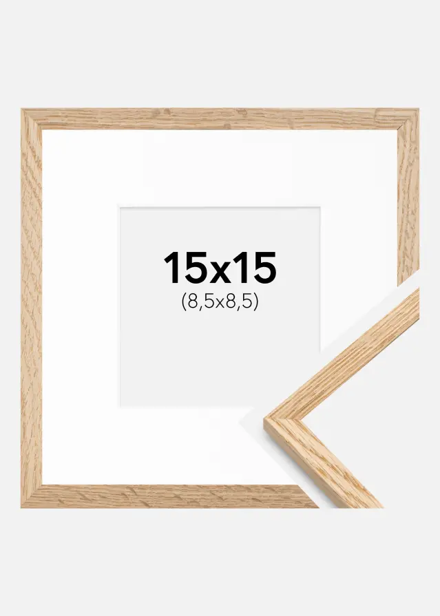 Ram Tunn Ek 15x15 cm - Passepartout Vit 9x9 cm