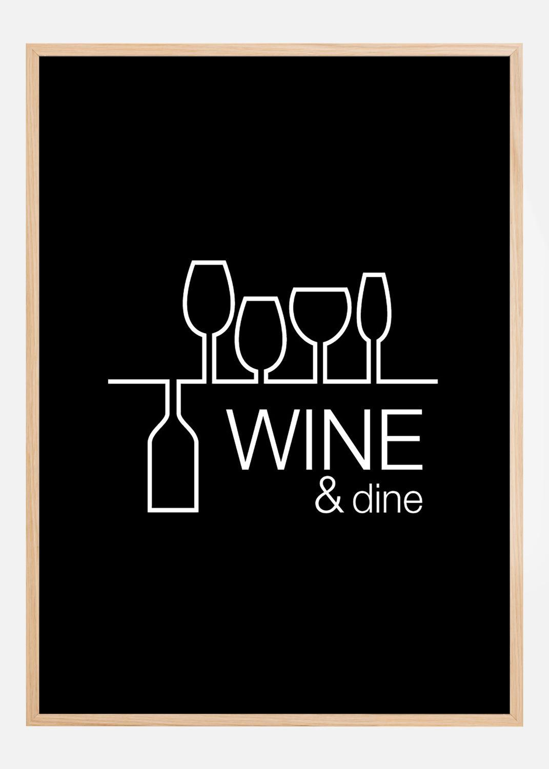 Product Image for Wine &amp; dine - Svart med vitt tryck Poster (30x40 cm)