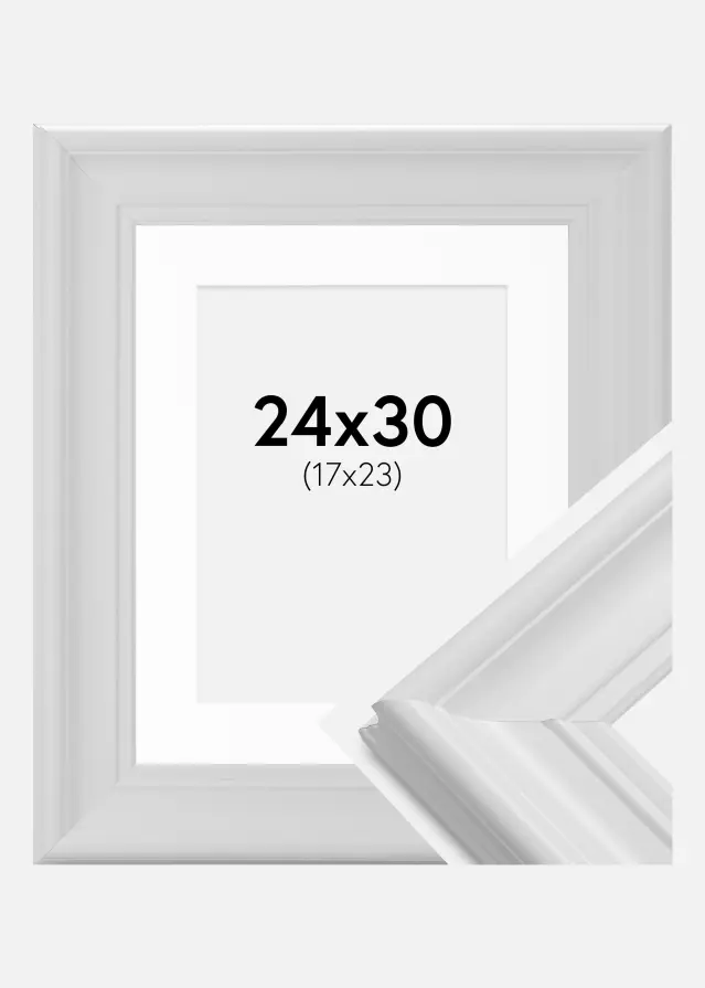 Ram Mora Premium Vit 24x30 cm - Passepartout Vit 18x24 cm