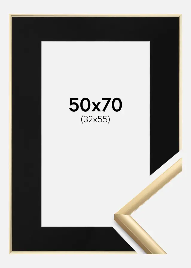 Ram New Lifestyle Guld 50x70 cm - Passepartout Svart 33x56 cm