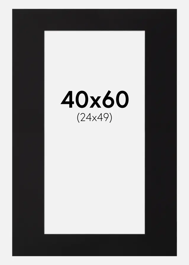 Passepartout Svart Standard (Vit kärna) 40x60 (24x49)