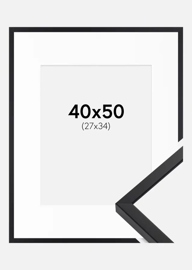Ram E-Line Svart 40x50 cm - Passepartout Vit 28x35 cm