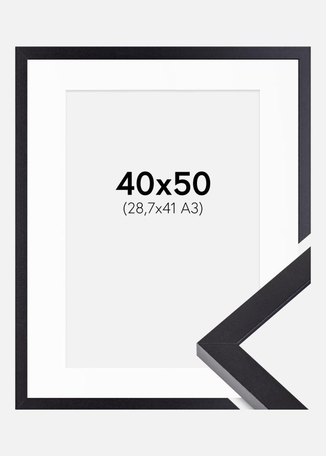 Ram Selection Svart 40x50 cm - Passepartout Vit 29,7x42 cm (A3)