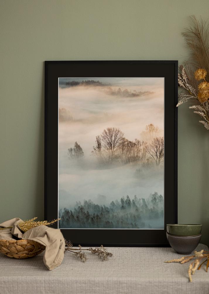 Ram Edsbyn Svart 40x40 cm - Passepartout Svart 10x10 inches (25,4x25,4 cm)