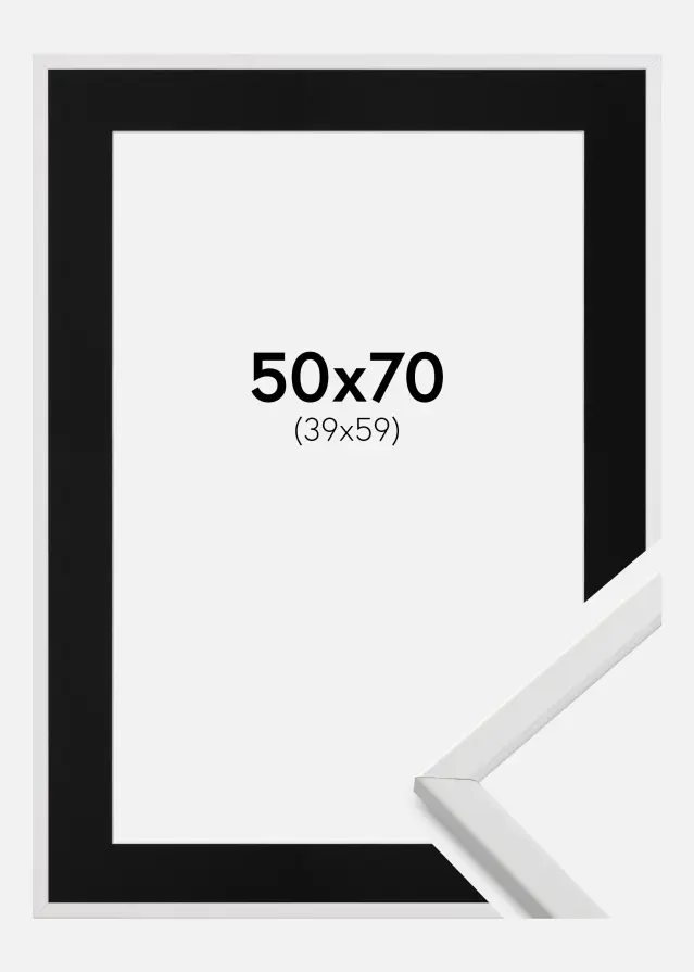 Ram Galant Vit 50x70 cm - Passepartout Svart 40x60 cm
