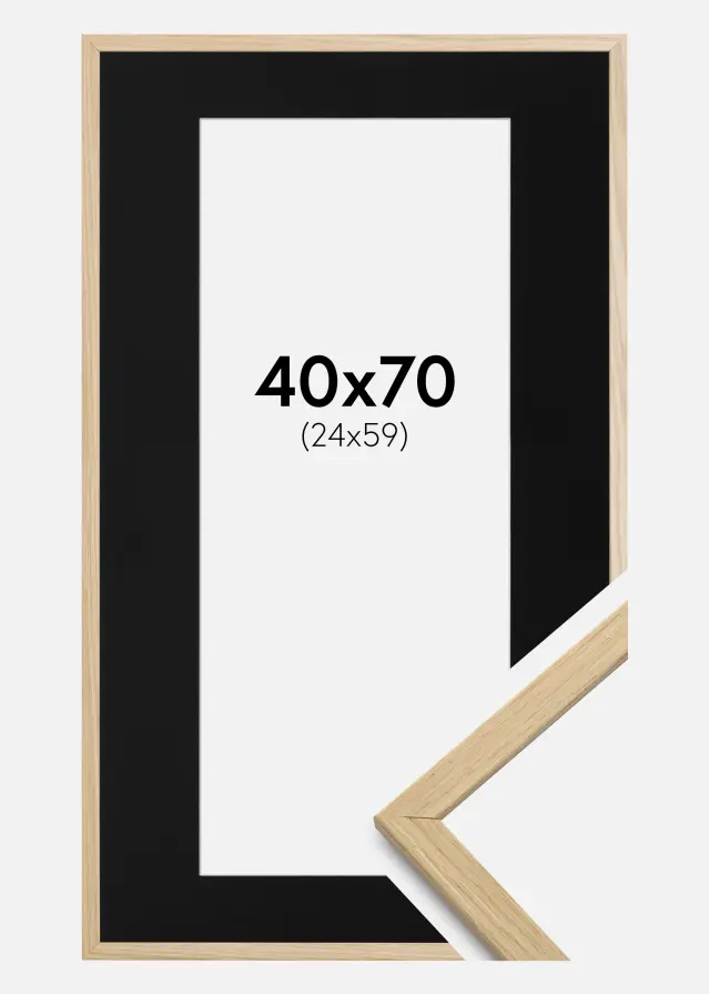 Ram Edsbyn Ek 40x70 cm - Passepartout Svart 25x60 cm
