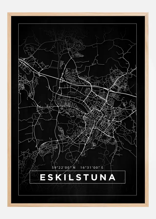 Karta - Eskilstuna - Svart Poster