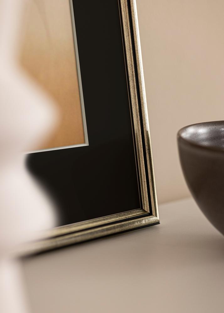 Ram Horndal Silver 35x50 cm - Passepartout Svart 24x30 cm