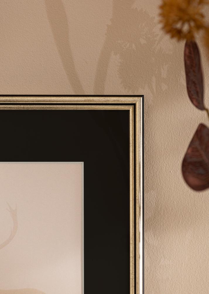 Ram Horndal Silver 35x50 cm - Passepartout Svart 24x30 cm