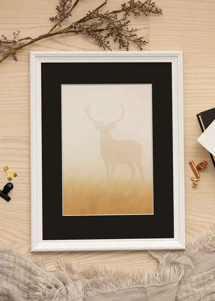 Ram Abisko Vit 42x59,4 cm (A2) - Passepartout Svart 25x38 cm