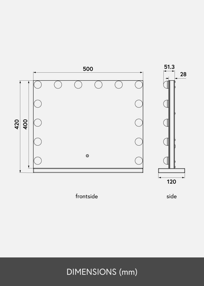 KAILA Sminkspegel II Vit - 50x42 cm