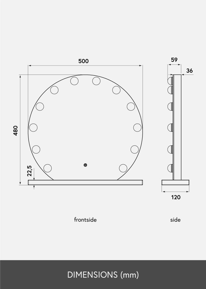 KAILA Sminkspegel V Vit - 50x48 cm