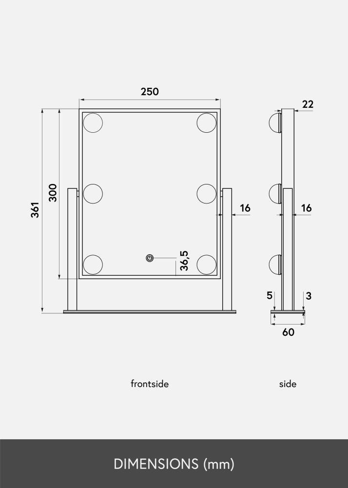 KAILA Sminkspegel VII Svart - 30x36 cm