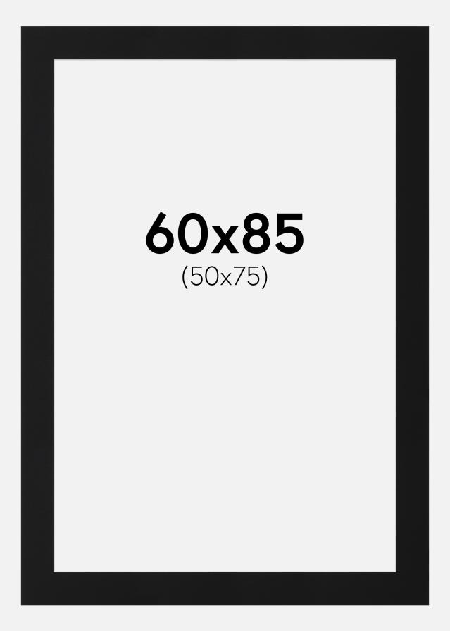 Passepartout Svart Standard (Vit Kärna) 60x85 cm (50x75)