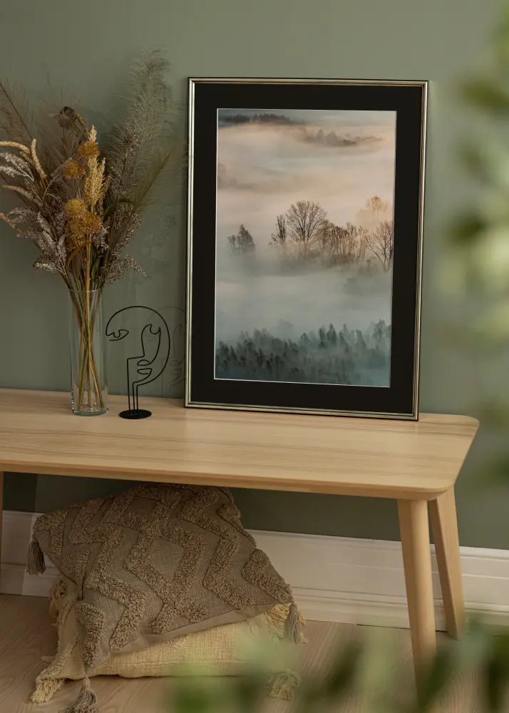 Ram Horndal Silver 30x40 cm - Passepartout Svart 21x29,7 cm (A4)