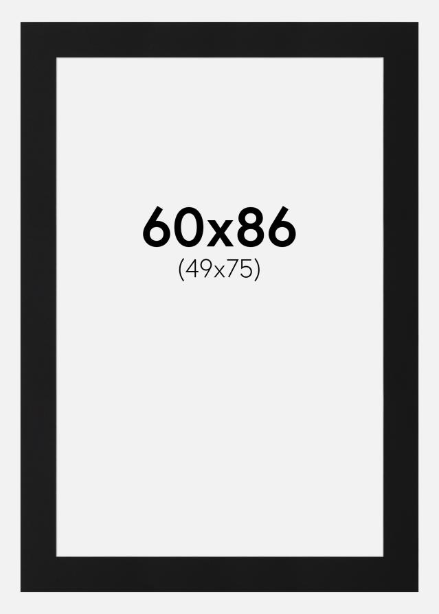 Passepartout Svart Standard (Vit Kärna) 60x86 cm (49x75)