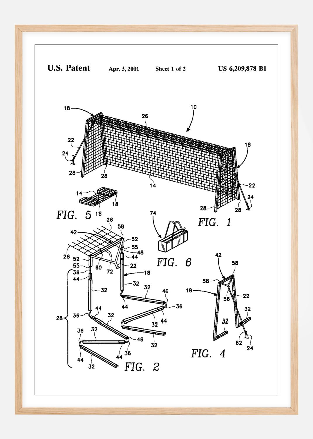 Patent Print - Soccer Goal - White Poster (21x29.7 cm (A4))