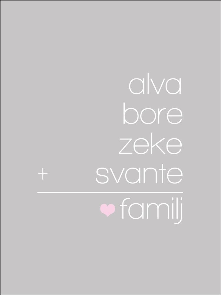 Familjeekvation Grå - 4 Namn