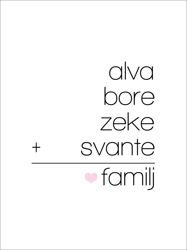 Familjeekvation Vit - 4 Namn