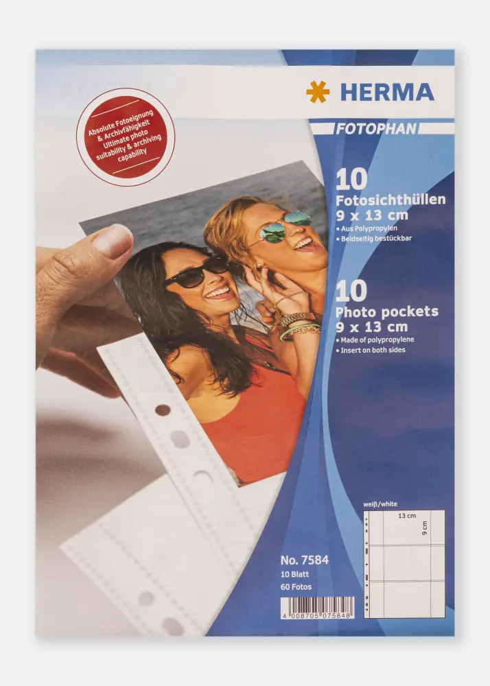 Herma fotofickor 9x13 cm liggande - 10-pack vita