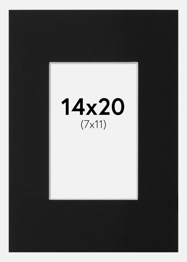 Passepartout Svart Standard (Vit Kärna) 14x20 cm (7x11)