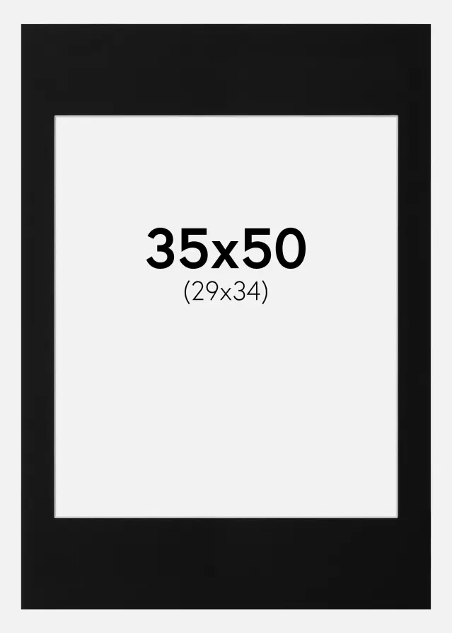 Passepartout Svart Standard (Vit Kärna) 35x50 cm (29x34)