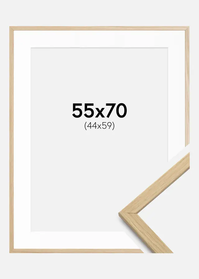 Ram Edsbyn Ek 55x70 cm - Passepartout Vit 45x60 cm