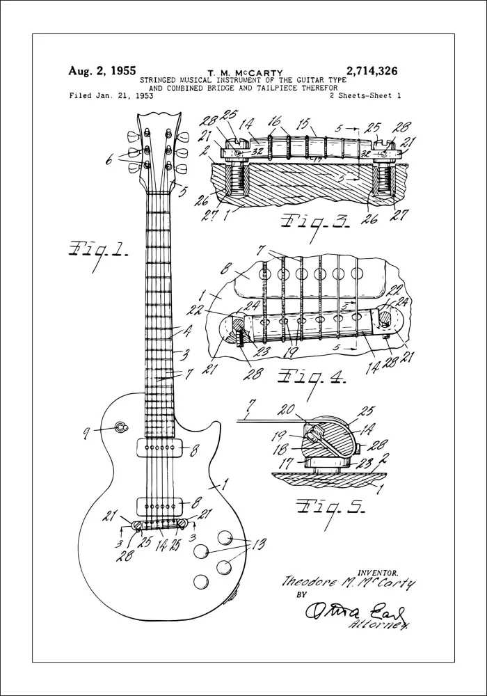 Patentritning - Elgitarr I Poster